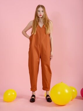 Meg The Emilie Cotton Jumpsuit in Rust